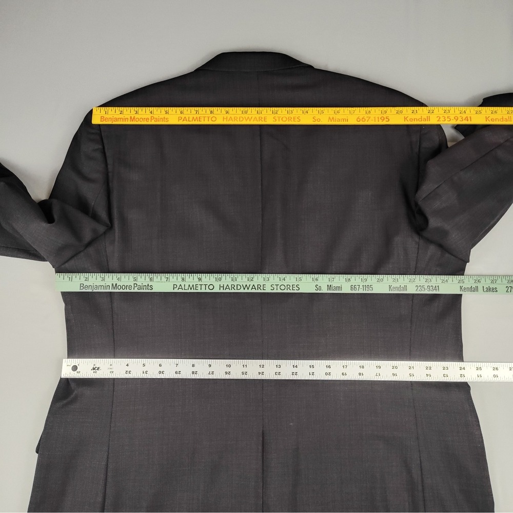 Jos A Bank Mens 50L Charcoal Gray 100% Wool 2 Piece Suit 45 Waist Unhemmed Pants - Picture 9 of 16